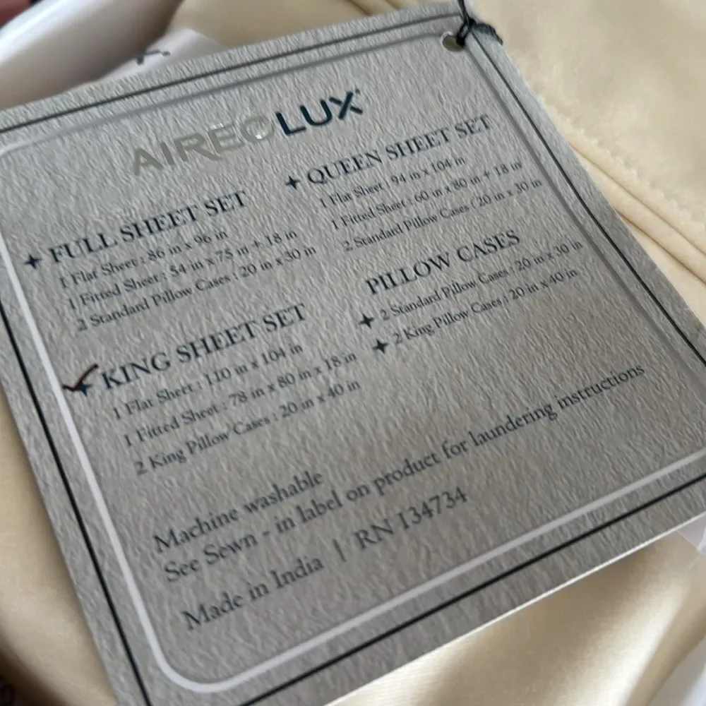 AIREOLUX Egyptian Cotton Queen Size‎ Sheets Set 1000 TC Count Sateen Luxury